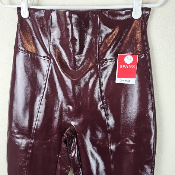 Spanx Faux Patent Leather leggings Ruby red leggings pull on pants - Picture 5 of 10